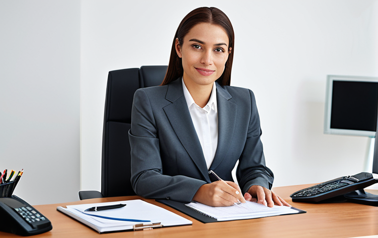 A Professional Businesswoman**

"A professional businesswoman in a modest business suit, sitting at a desk in a modern office, fully clothed, appropriate attire, safe for work, perfect anatomy, natural proportions, professional photography, high quality."

**