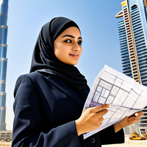 Home 20 **
A professional Arab architect, wearing a hijab and modest business attire, reviewing blueprints on a construction site in Dubai. Modern skyscrapers in the background under a sunny sky. Perfect anatomy, correct proportions, well-formed hands, appropriate content, safe for work, fully clothed, professional, family-friendly.
**