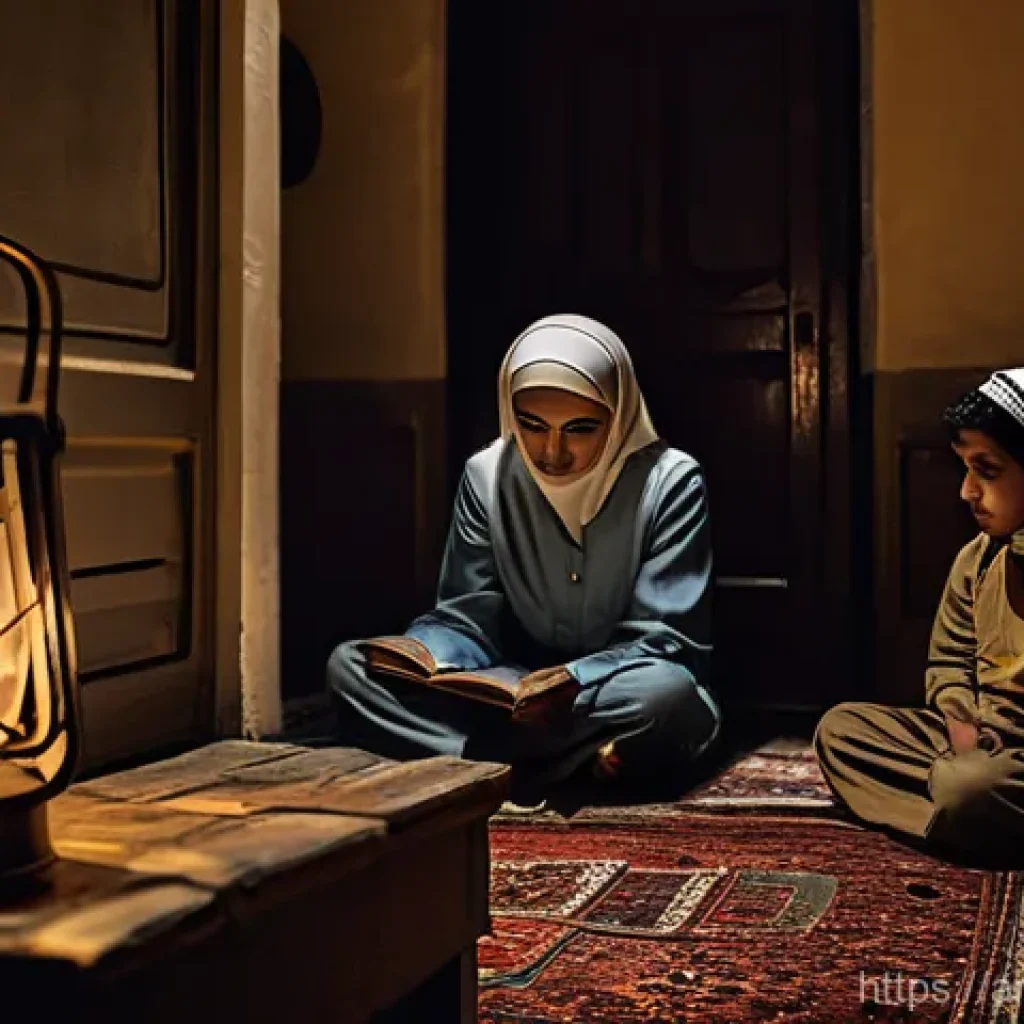 휴대용 라디오 장점 - **Image Prompt: Resilience in the Dark**
"A cozy, dimly lit interior of a traditional Arab home ...