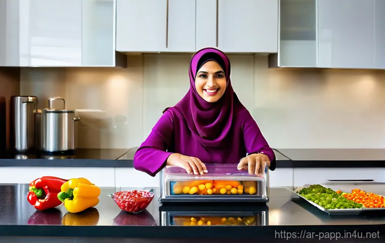 휴대용 진공포장기 - **Prompt 1: The Freshness Revolution in a Modern Arab Kitchen.**
    A vibrant, eye-level shot of a ...