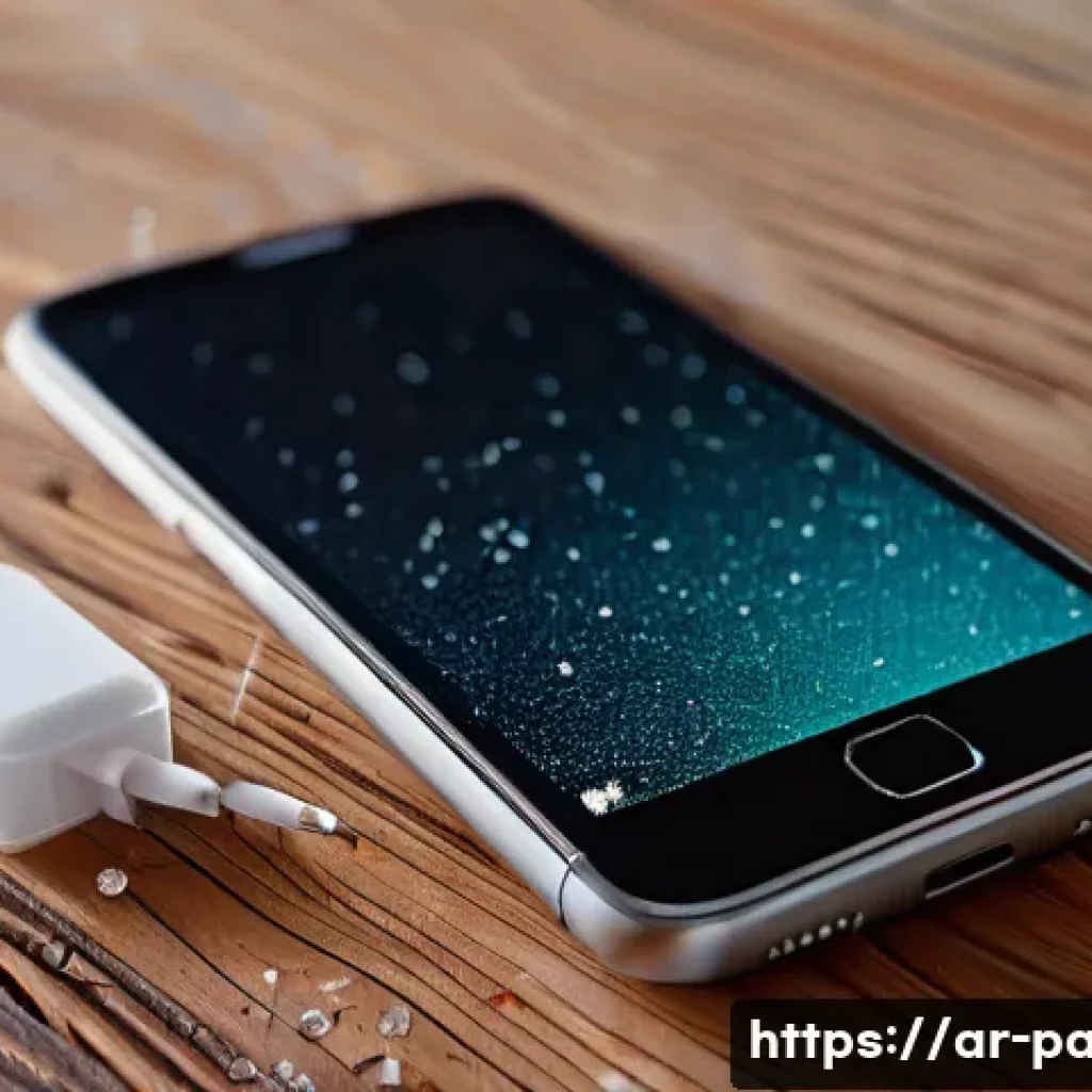스마트폰 전원버튼 고장 해결 - A close-up image of a modern smartphone lying on a traditional Middle Eastern wooden table, with vis...